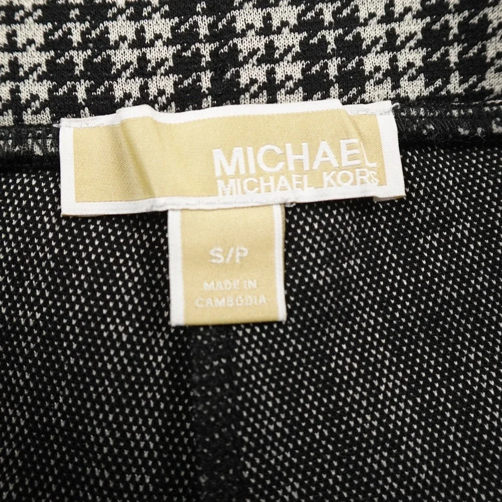NEW Michael Kors Pants Womens S Houndstooth Pull On Dress Trouser Mid Rise Flare